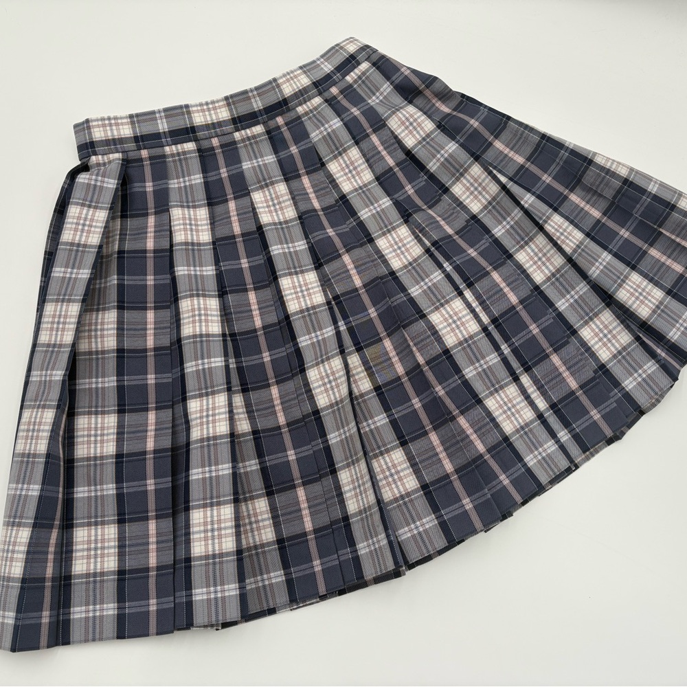 Plaid Pleated Mini Skirt Preppy Tennis Schoolgirl navy blue Pink white Small‎